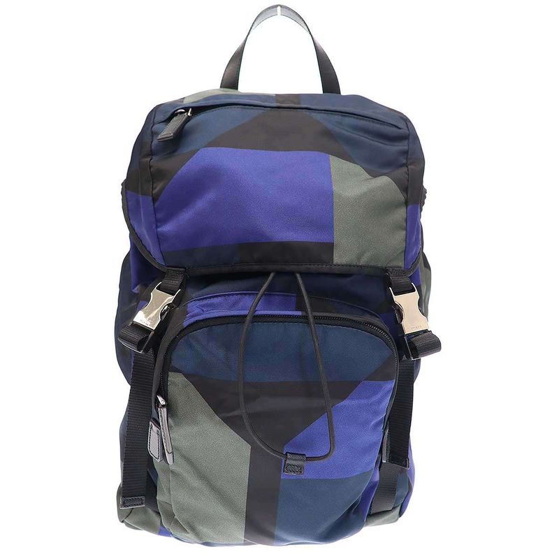 Prada 2vz135 Geometric Nylon Backpack Navy