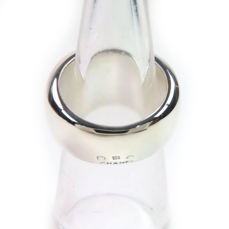 Chanel Sv925 Logo Engraved Wide Ring - Ring Accessory Silver Size Approx 11