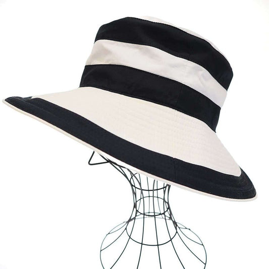 Hermes Cotton Linen Hat Black and White 57