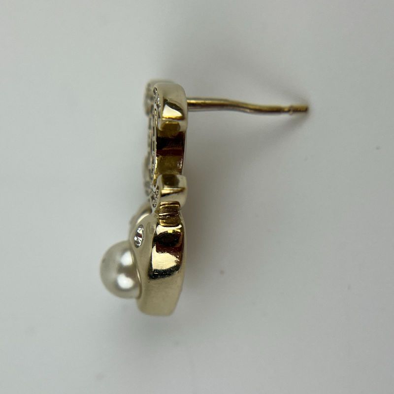 Chanel Coco Mark Accessories Earrings Silver White Jade Heart B19B Vintage