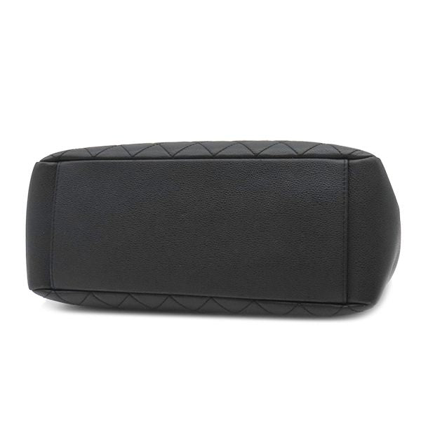 Chanel Gst Tote Bag Caviar Skin Black Silver Hardware Black Matelasse Chain