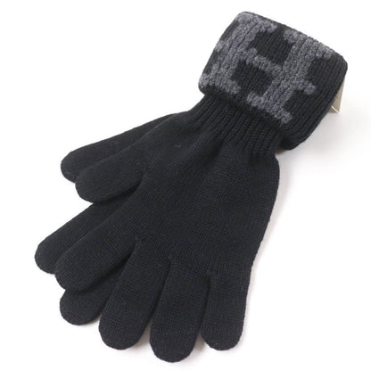 Hermes 100% Cashmere Margiela Period H Logo Knit Gloves Black SM Made In Italy