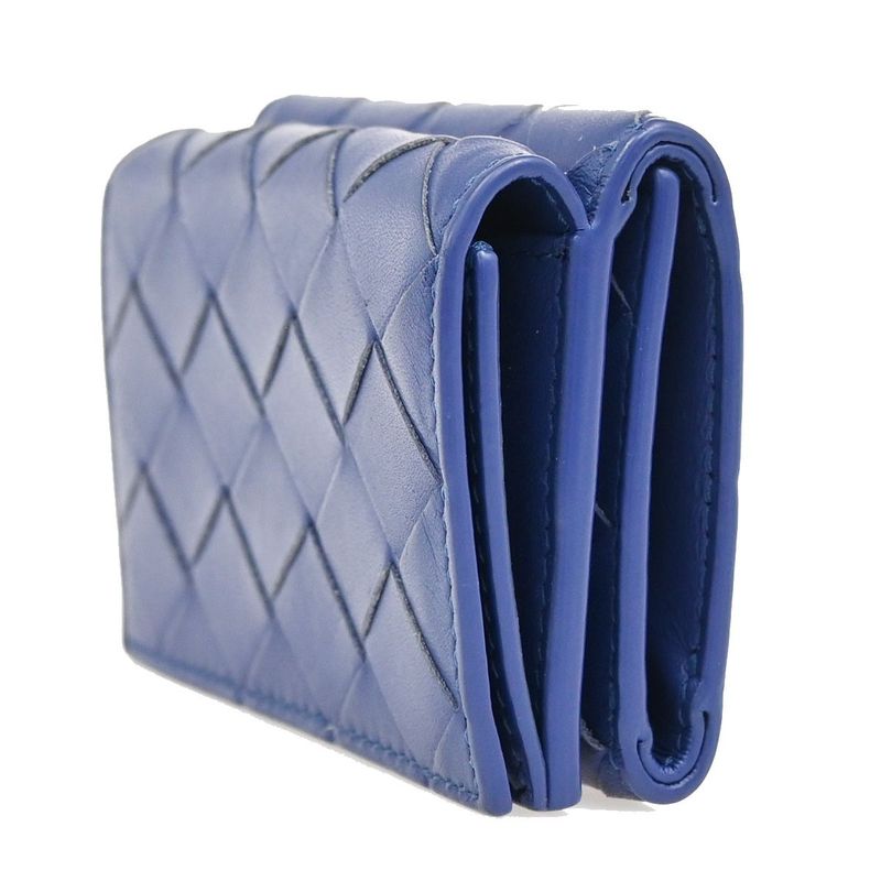 Bottega Veneta Trifold Wallet Intrecciato Blue Leather 35ka812