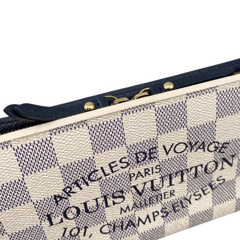 Louis Vuitton Bifold Long Wallet Portefeuille Antholite N63221 Damier Azure