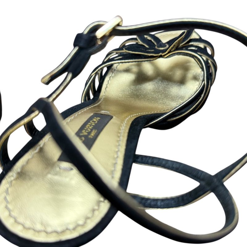 Louis Vuitton Suede Ankle Strap Sandals 35 22cm (8.66in) Equivalent Black And