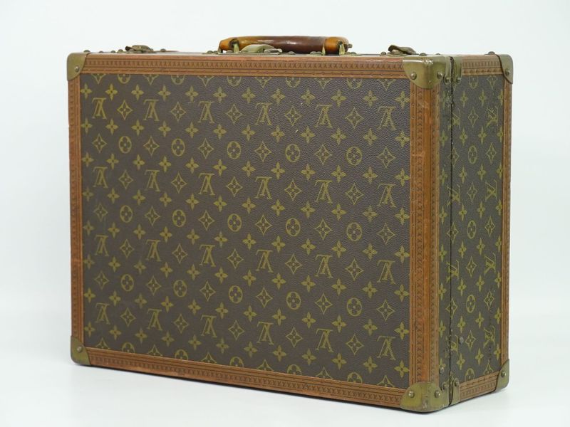 Authentic Louis Vuitton LV Bisten 50 Monogram Trunk Travel Bag Handbag Brown