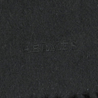 Hermes 100% Cashmere Logo Embroidery Fringe Scarf Stole Shawl