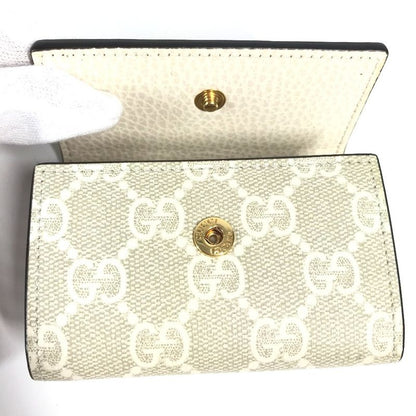Gucci Key Case GG 456118 Pvc/leather Beige