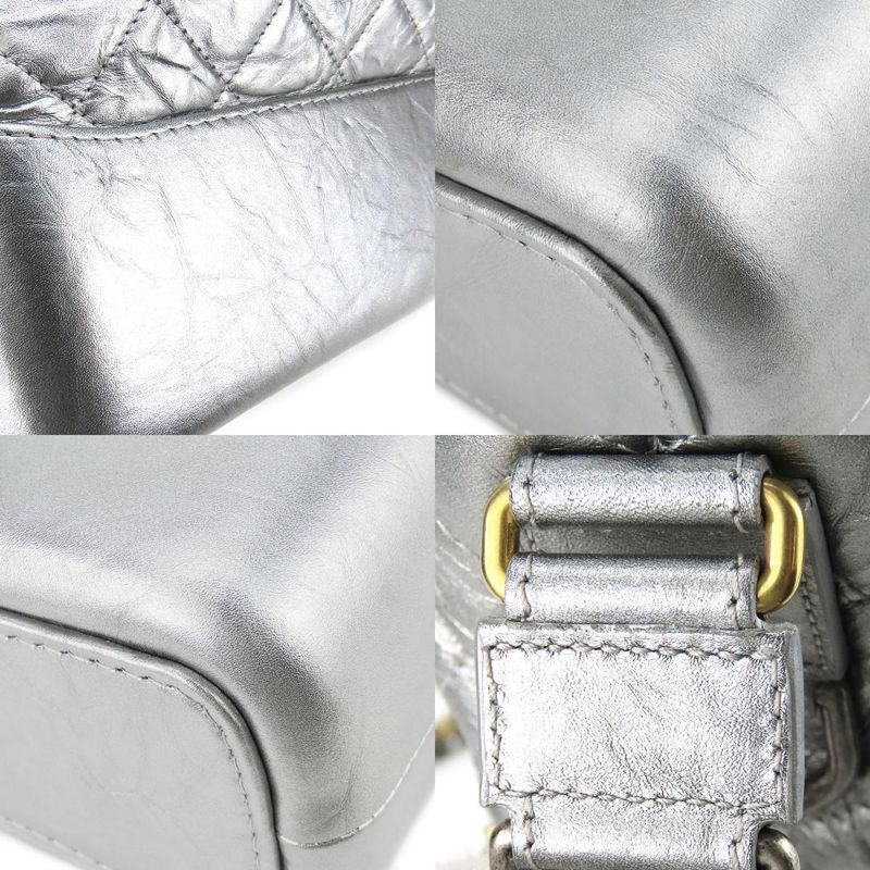 Chanel Shoulder Bag Gabrielle A93824 Chain Large Hobo Leather Silver Metallic