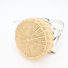 Prada Handbag Bag Canvas Wicker Women's White Multicolor