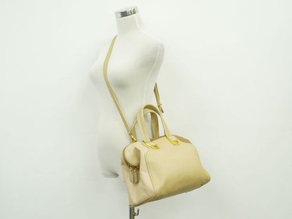 Authentic Fendi Chameleon 2WAY Shoulder Bag Handbag Pochette Leather Beige