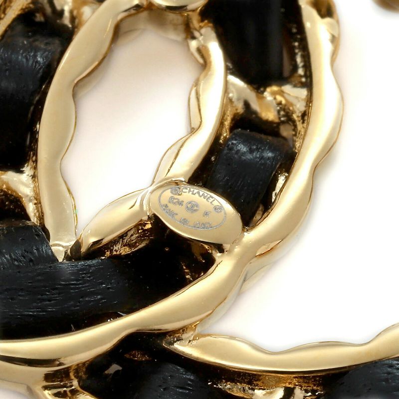 Chanel Earrings Logo Earrings Gold/black