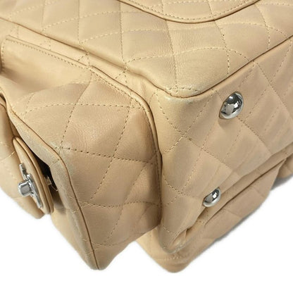 Chanel Shoulder Bag Cambon Line Multi-pocket Bag Beige And Black Silver