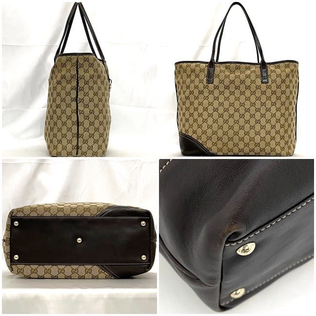 Gucci Tote Bag Beige Brown Interlocking 169945