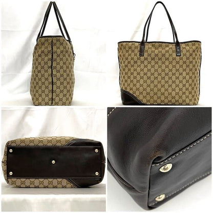 Gucci Tote Bag Beige Brown Interlocking 169945