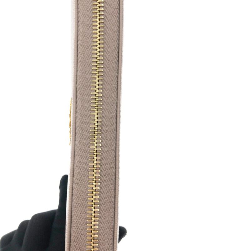 Prada Round Long Wallet Saffiano 1ml506 Beige