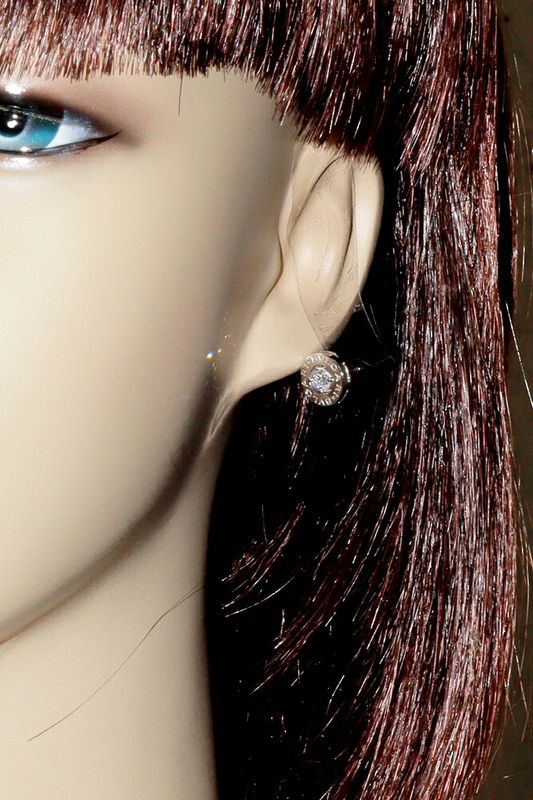 Bulgari Earrings 18K White Gold Diamond 2P Bulgari Earrings