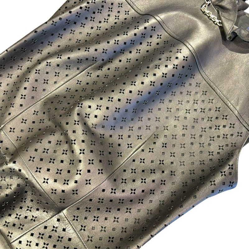 Louis Vuitton Ffld02hyl Sleeveless Cutwork Cles Zipper Dress Women Black 36