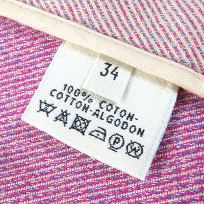 Hermes 100% Cotton Short Sleeves Zip-up Dress Pinkish 34 Women's