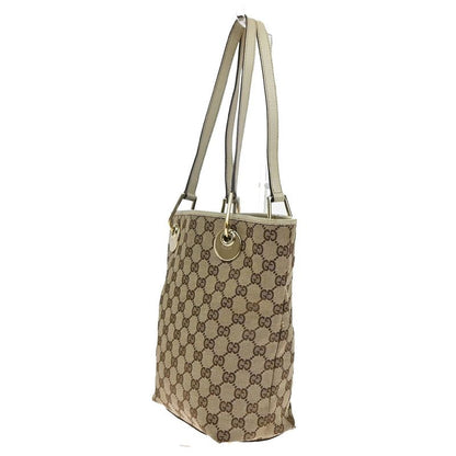 Gucci Shoulder Tote Bag GG Pattern Brown Canvas Leather 64ka689
