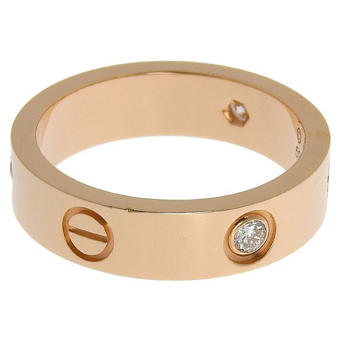Cartier Love Ring 3P Diamond Classic Model 18K Pink Gold 750 Pink Gold Diamond