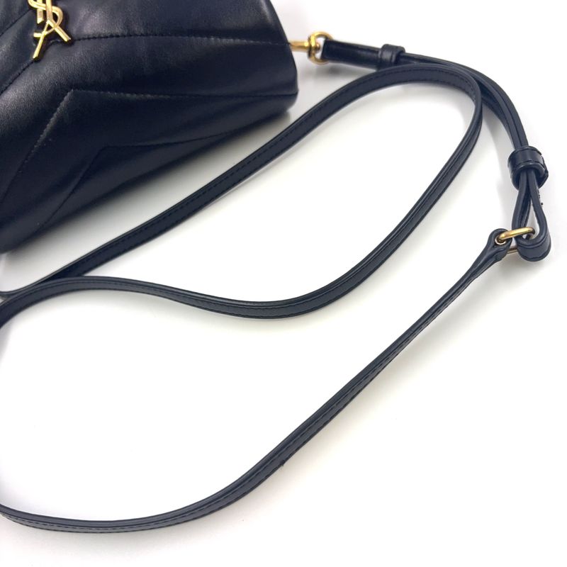 Saint Laurent Paris Lou Leather Black Shoulder Bag Gold