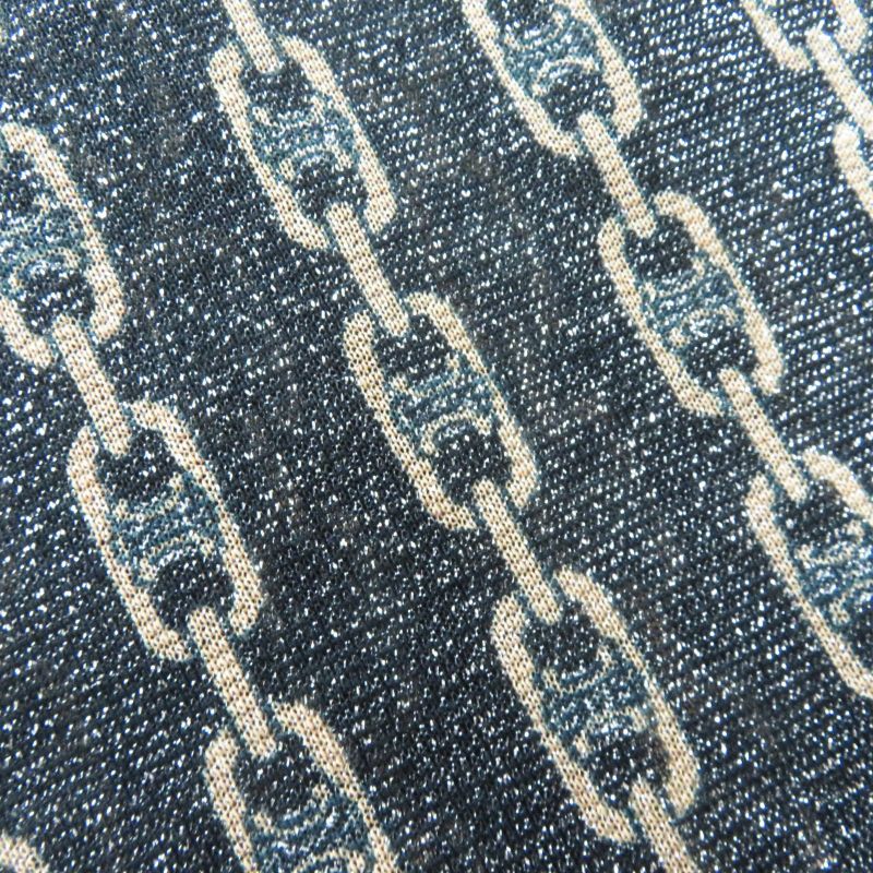 Celine Rare Old Celine Triomphe Chain Pattern Lame Long Sleeve Shirt Black