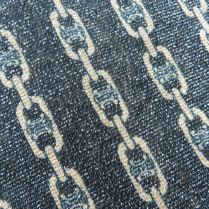 Celine Rare Old Celine Triomphe Chain Pattern Lame Long Sleeve Shirt Black