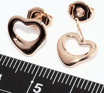Tiffany & Co Earrings 18K Pink Gold Elsa Peretti Open Heart Earrings 11mm