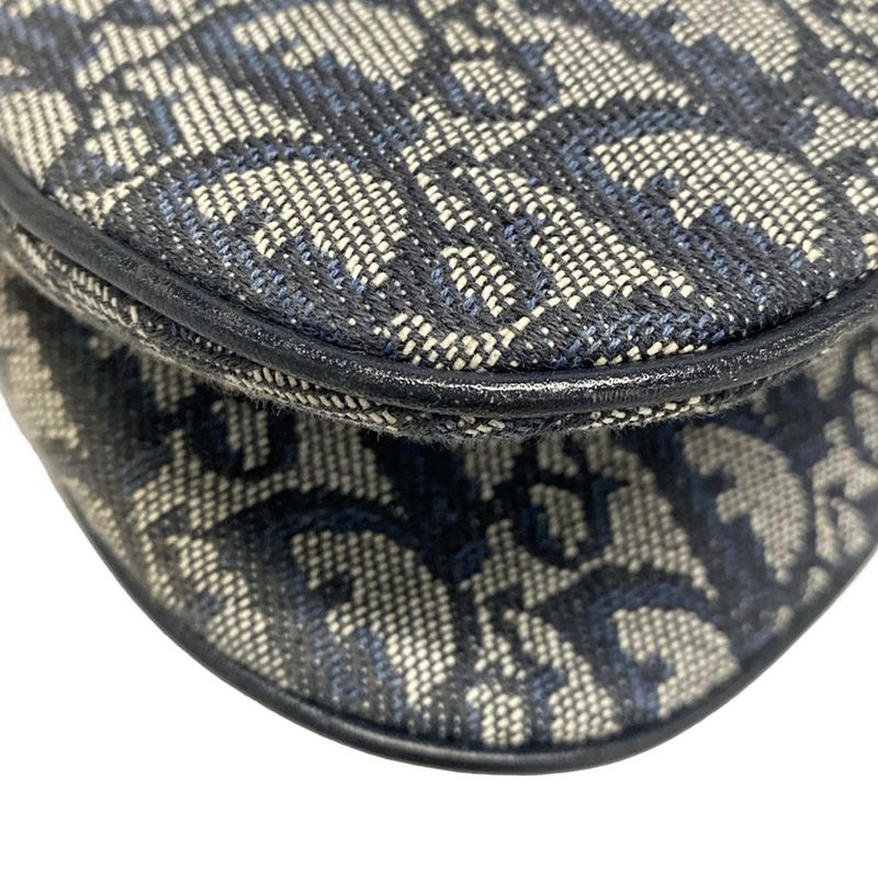 Dior/christian Dior Shoulder Bag Trotter Ivory X Navy X Black Leather