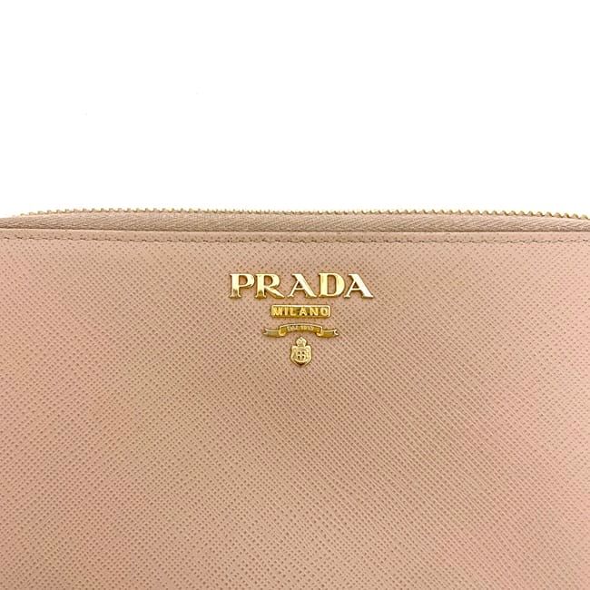 Prada Round Zipper Long Wallet Beige 1ml506 Wallet Excellent Condition