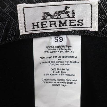 Hermes Dalton 100% Wool Chevron H Felt Hat Black 59 With Box And Storage Bag