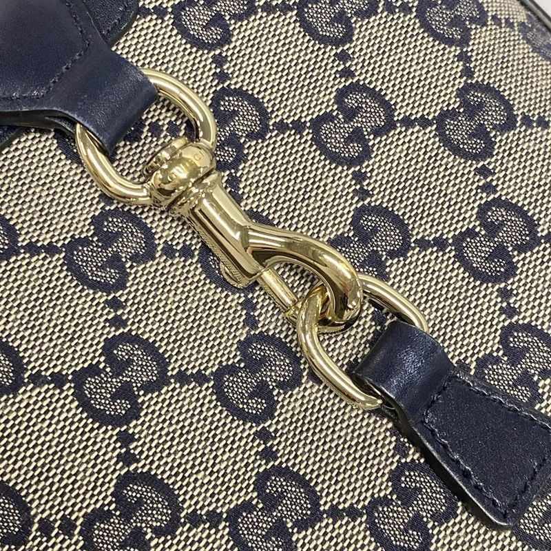 Gucci Shoulder Bag GG Pattern 782919 Gray×navy×red Leather