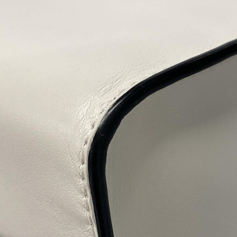 Prada Tote Bag - 1bg382 White Embossed Triangle Logo Leather