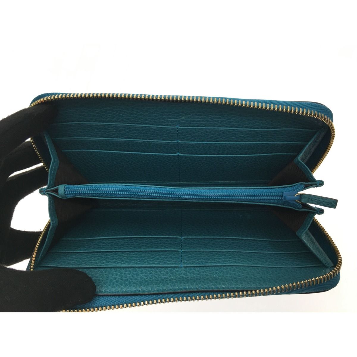 Gucci Outlet Round Zip Long Wallet Interlocking G 449347 Blue Green