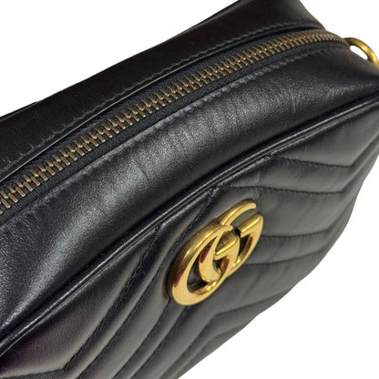 Gucci GG Marmont Shoulder Bag Leather 448065 Black Ladies Gucci  Gucci
