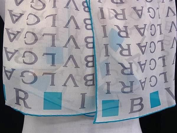 Bvlgari 100% Silk Scarf Shawl Stole Women Beige And Blue Fm2094