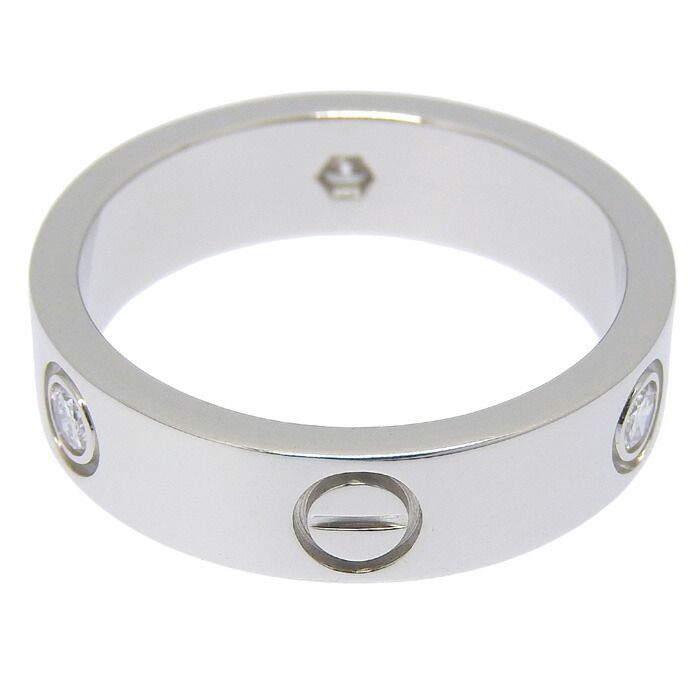 Cartier Love Half Diamond Ring 18K White Gold 750 White Gold Diamond #59