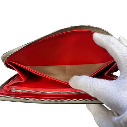 2853 Celine Large Zipped Wallet Long Zipper Beige Preowned W-Tn-3106