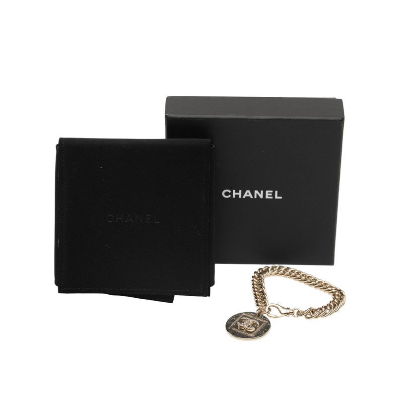 Chanel Coco Mark Chain Bracelet Gold Plated Rhinestone Ladies Chanel