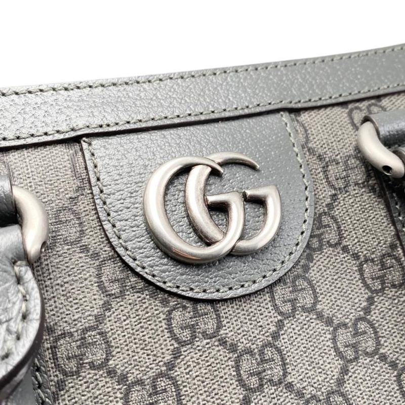 Gucci Tote Bag Ophidia Medium 731793 GG Supreme Grey Silver Hardware Gucci