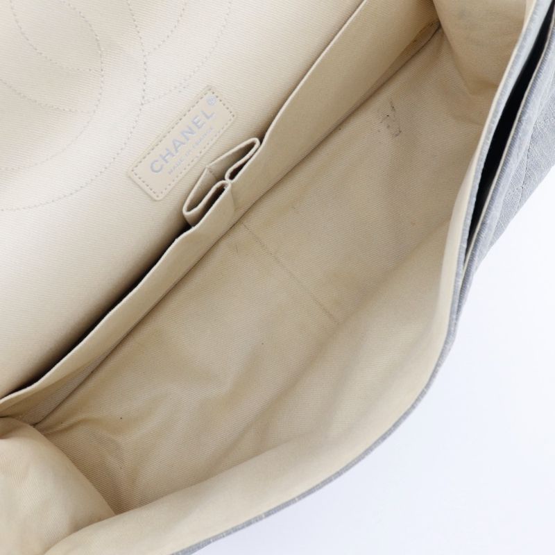 Chanel 2.55 Chain Shoulder Matelasse Double Flap Tricolor Denim Black/beige