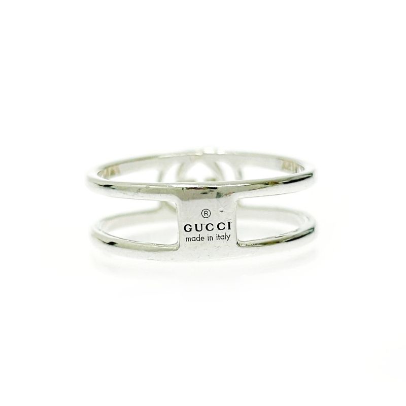 Gucci Silver Slim Open Band Ring 2.0g 925 Engraved 407822 Ring with Box
