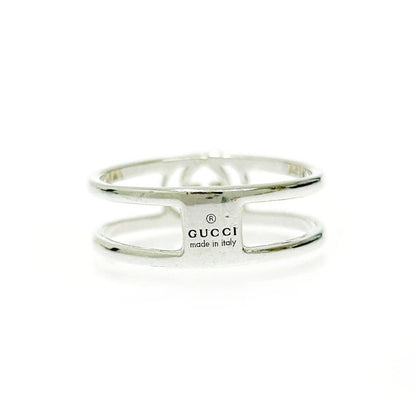 Gucci Silver Slim Open Band Ring 2.0g 925 Engraved 407822 Ring with Box