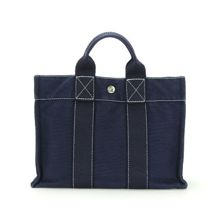 Hermes Handbag Tote PM Deauville Canvas Navy Casual Women Men Hermes