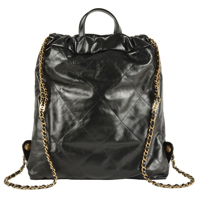 Chanel22 Matelasse Backpack Leather Black Knapsack Chain Shoulder Women