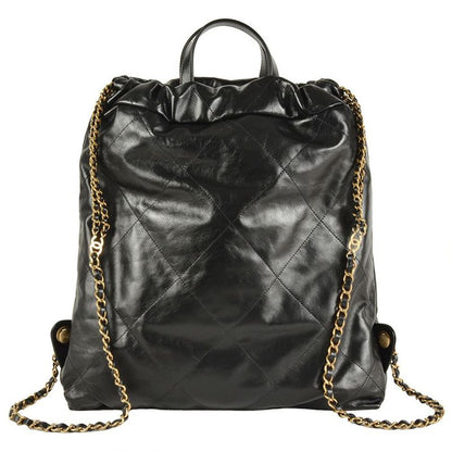 Chanel22 Matelasse Backpack Leather Black Knapsack Chain Shoulder Women