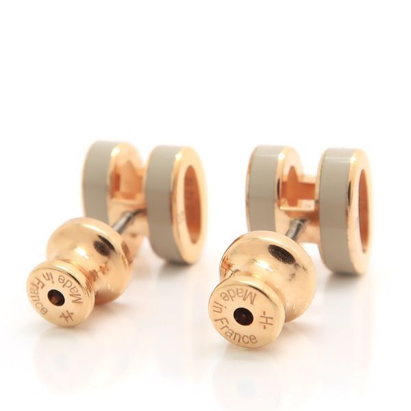 Hermes Pop Ash Mini Earrings PG Pink Gold X Marron Glace With Box Rose Gold Pop