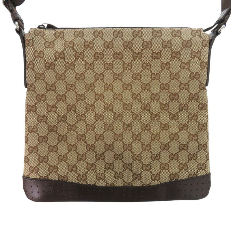 Gucci 145857 GG Canvas Brown Shoulder Bag Brown 0470 Gucci