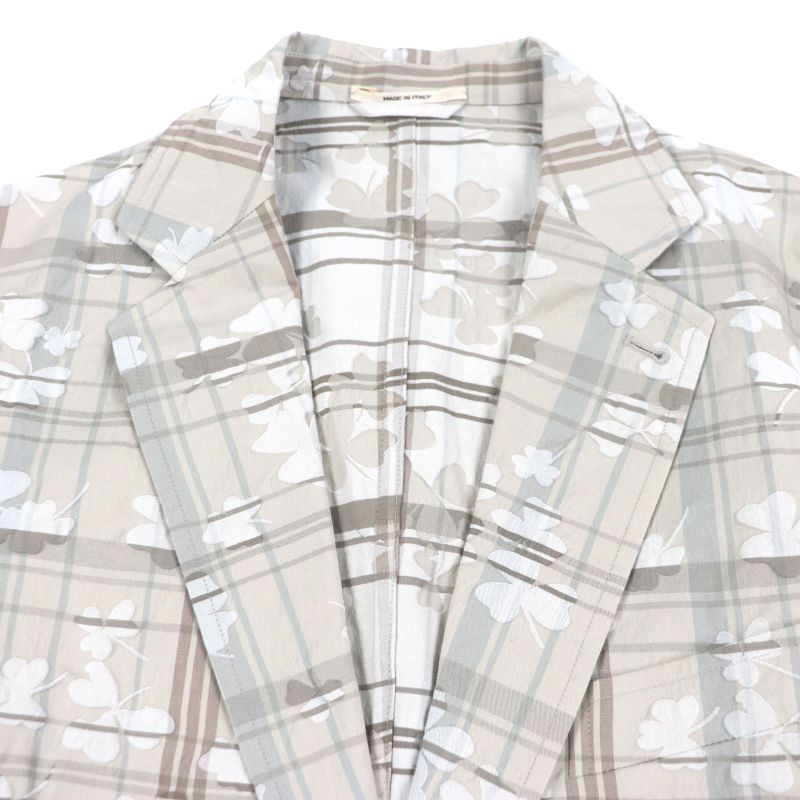  Hermes Clover Checked Single Cotton Jacket Ancon Tailored Jacket Beige 50